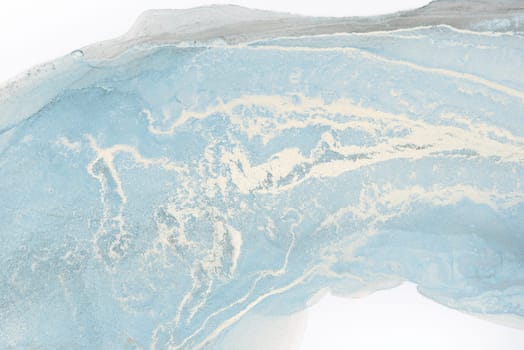 A close-up abstract image showcasing swirling patterns in shades of blue and white. The textures resemble water or ink, creating a dreamy, ethereal effect.
