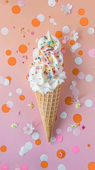 Ice cream colourful summer treat, sweet dessert in summertime, holiday food idea