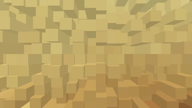 Abstract background for design from many yellow cubes of different brightness cubes.