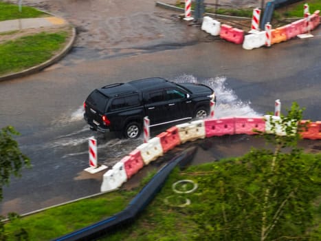 Shot of the SUV during rain
