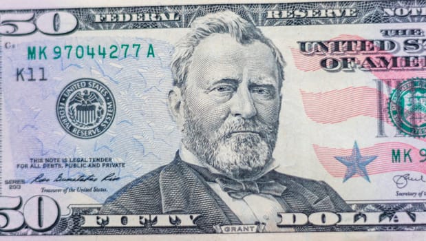 Close up shot of the US dollars note bill.