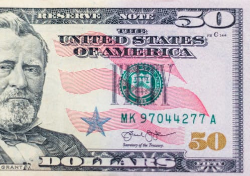 Close up shot of the US dollars note bill.