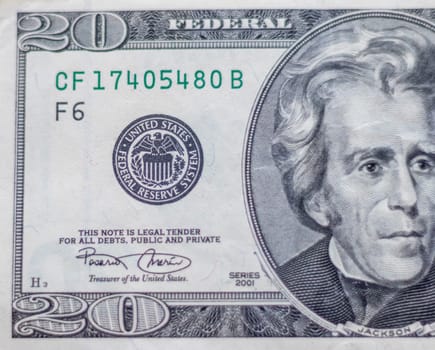 Close up shot of the US dollars note bill.