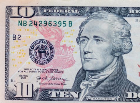 Close up shot of the US dollars note bill.