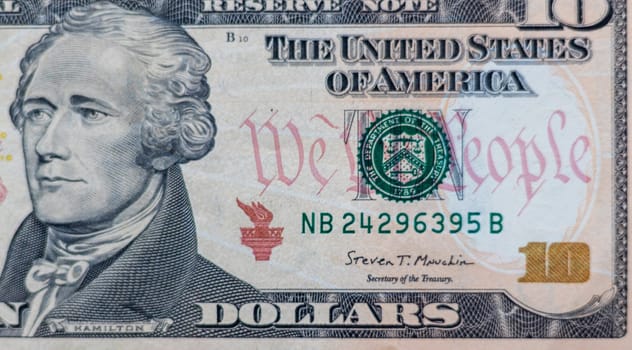 Close up shot of the US dollars note bill.