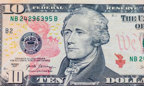 Close up shot of the US dollars note bill.