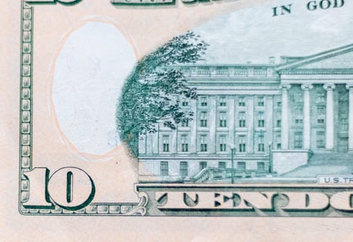 Close up shot of the US dollars note bill.