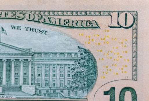 Close up shot of the US dollars note bill.