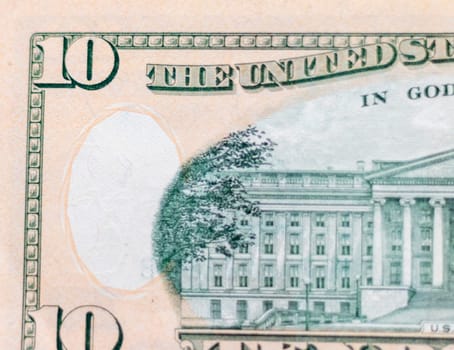 Close up shot of the US dollars note bill.