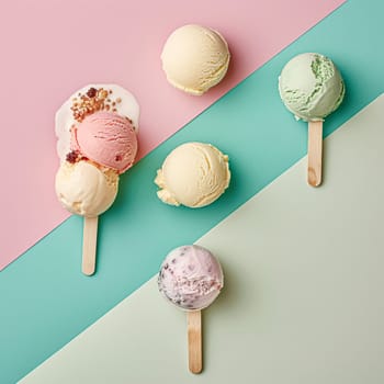 Ice cream colourful summer treat, sweet dessert in summertime, holiday food idea