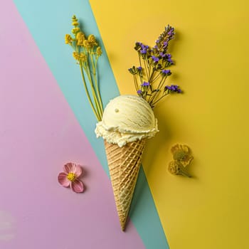 Ice cream colourful summer treat, sweet dessert in summertime, holiday food idea