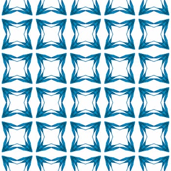 Watercolor medallion seamless border. Blue symmetrical boho chic summer design. Medallion seamless pattern. Textile ready divine print, swimwear fabric, wallpaper, wrapping.