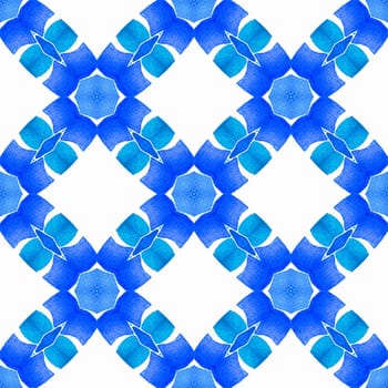 Textile ready authentic print, swimwear fabric, wallpaper, wrapping. Blue fine boho chic summer design. Hand drawn tropical seamless border. Tropical seamless pattern.