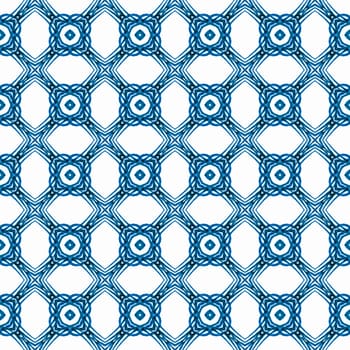 Textile ready sublime print, swimwear fabric, wallpaper, wrapping. Blue unequaled boho chic summer design. Oriental arabesque hand drawn border. Arabesque hand drawn design.