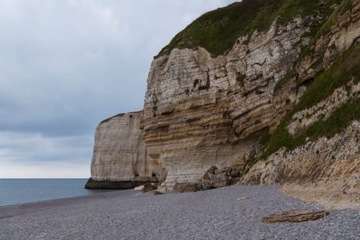 the famous calck cliffs in normandy france near etretat, view from the beach