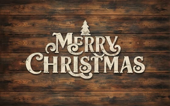 Merry Christmas card with letterig for winter holidays. Generated AI