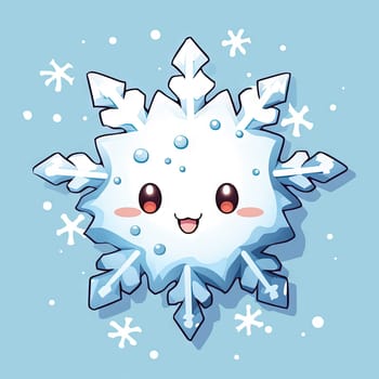 Kawaii snowflake with cute eyes and smile in Japanese anime style. Generated AI