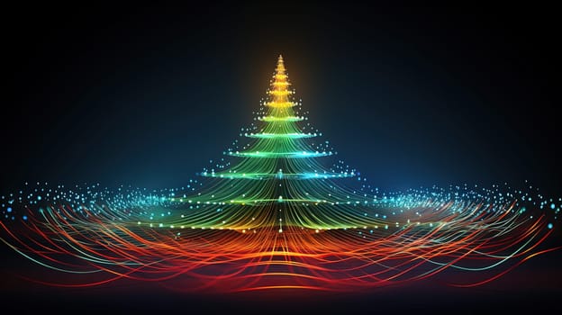 Christmas tree in music equalizer or music waveform. Greeting card for winter holidays. Generated AI