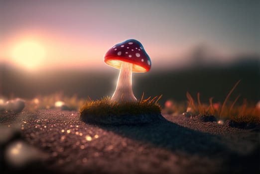 Fantasy mushroom from the alien planet with strange shape. Sci-fi or fairytale fungus. Generated AI