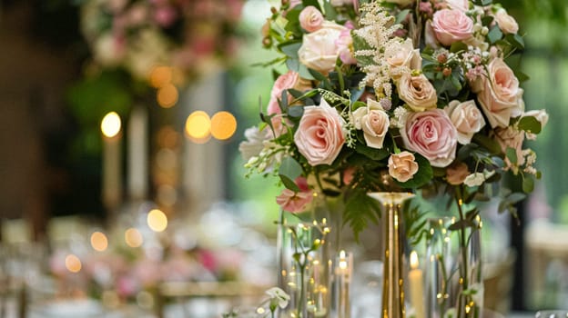 Grand wedding decoration in the country manor, floral decor and event celebration, flowers, wedding aisle and tablescape in the garden, English countryside style idea