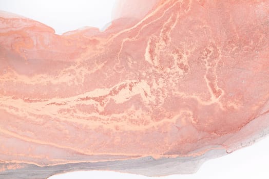 A close-up image of abstract art featuring swirls of peach and lavender paint, creating a mesmerizing texture.
