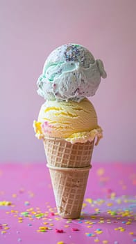 Ice cream colourful summer treat, sweet dessert in summertime, holiday food idea