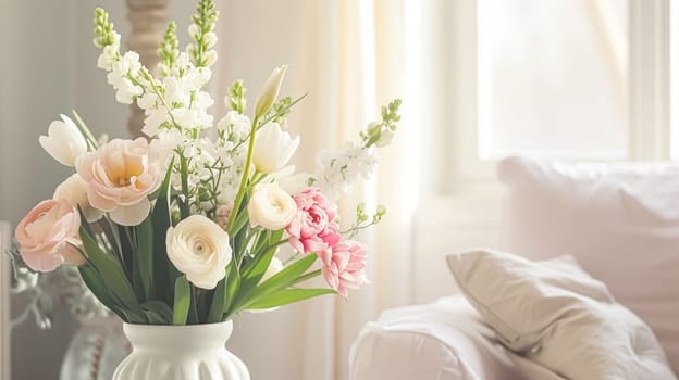 Spring flowers in vintage vase, beautiful floral arrangement, home decor, wedding and florist design
