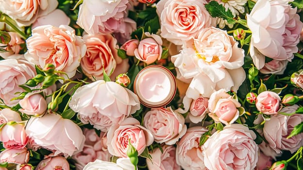 Face cream moisturiser as skincare and bodycare product with flowers background, spa and organic beauty cosmetics for natural skin care routine
