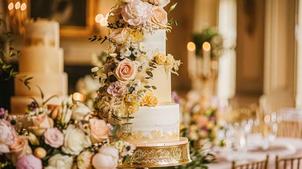 Grand wedding decoration in the country manor, floral decor and event celebration, flowers, wedding aisle and tablescape in the garden, English countryside style idea