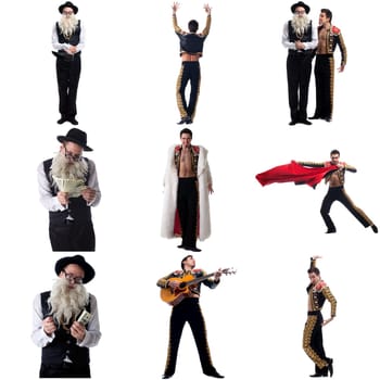 Photo collection of artistic men dressed in costumes