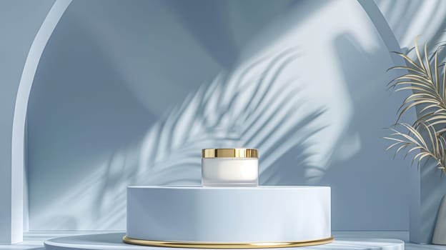 Face cream moisturiser, skincare and bodycare product on blue background, spa and organic beauty cosmetics for natural skin care routine