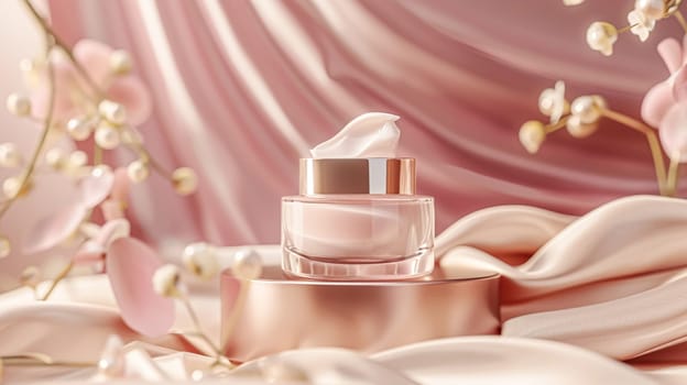 Face cream moisturiser, skincare and bodycare product on pink background, spa and organic beauty cosmetics for natural skin care routine