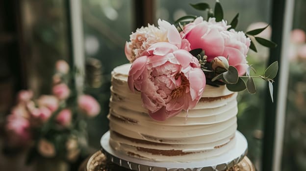 Wedding decoration with peonies, floral decor and event celebration, peony flowers and wedding ceremony in the garden, English country style