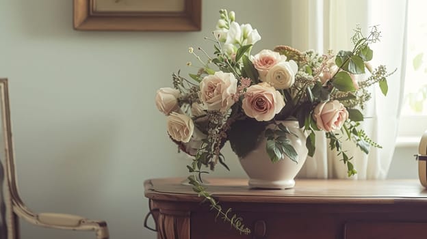 Spring flowers in vintage vase, beautiful floral arrangement, home decor, wedding and florist design