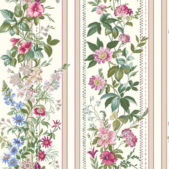 Seamless pattern, tileable floral holiday country cottage print, English countryside flowers theme for wallpaper, gift wrapping paper, scrapbook, fabric and product design inspiration