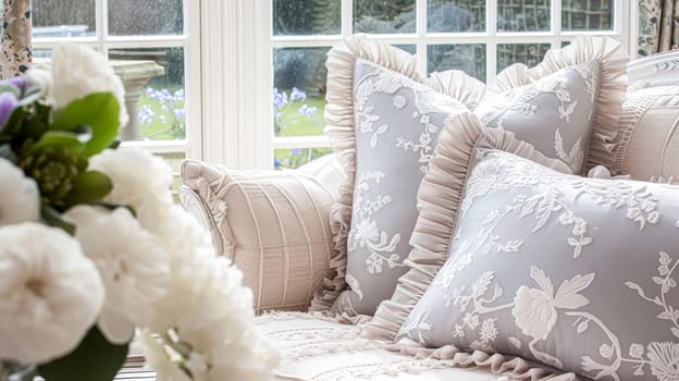 Cottage conservatory room decor, interior design and house improvement, garden furniture with sofa and home decor, English country house