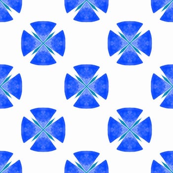 Hand drawn green mosaic seamless border. Blue charming boho chic summer design. Textile ready fascinating print, swimwear fabric, wallpaper, wrapping. Mosaic seamless pattern.