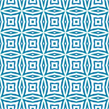 Textile ready delicate print, swimwear fabric, wallpaper, wrapping. Blue classic boho chic summer design. Ethnic hand painted pattern. Watercolor summer ethnic border pattern.