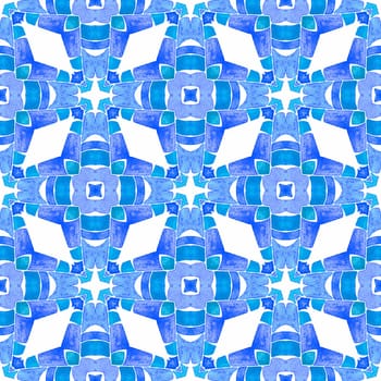 Mosaic seamless pattern. Blue indelible boho chic summer design. Textile ready memorable print, swimwear fabric, wallpaper, wrapping. Hand drawn green mosaic seamless border.