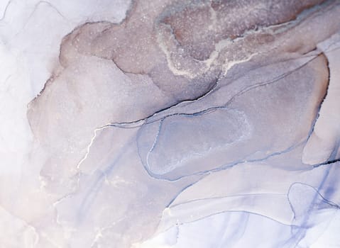 A close-up image of an abstract ink painting featuring a swirling gray and white pattern on a white background.