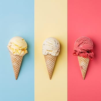 Ice cream colourful summer treat, sweet dessert in summertime, holiday food idea