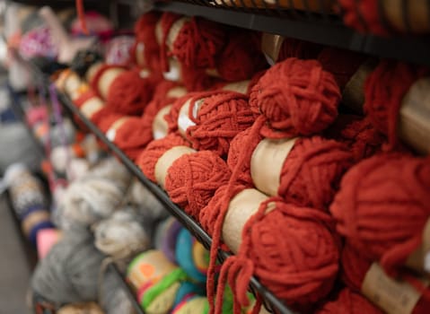 Yarn For Knitting On Store Shelf Represents Shopping