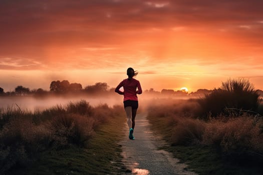 Runner Enjoys A Sunrise Jog Under A Pink And Orange Sky