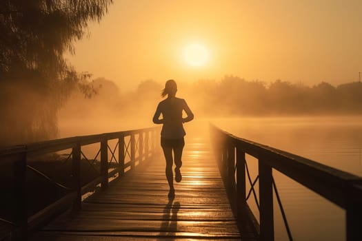 Person Jogging On A Calm Summer Morning, Dedicated To Wellness