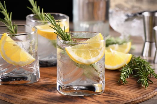 This is a great refreshing organic gin and tonic cocktail with a squeeze of lemon and rosemary. Perfect for vegetarians.