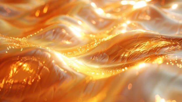 A close-up, abstract image of golden waves glowing in the sun. The light creates a shimmering effect on the surface of the waves, creating a sense of movement and energy.