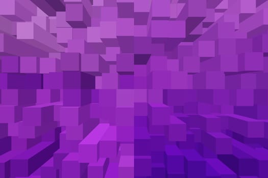 Purple gradient background made from cubes. Designer background of square pixel shapes on monitor.