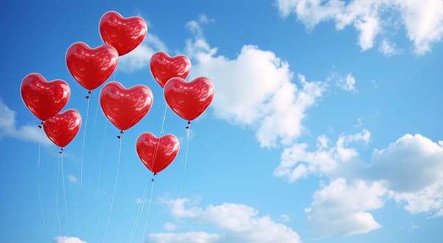 Valentines day hearts in the blue sky. High quality photo