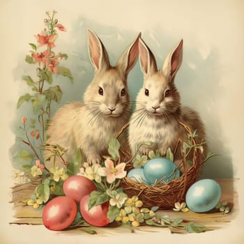 Happy Easter background with Easter eggs. High quality photo