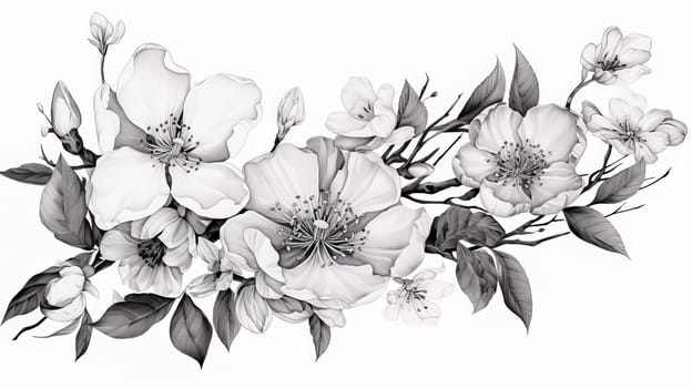 Beautiful flowers in chinese style. Ai art . High quality photo